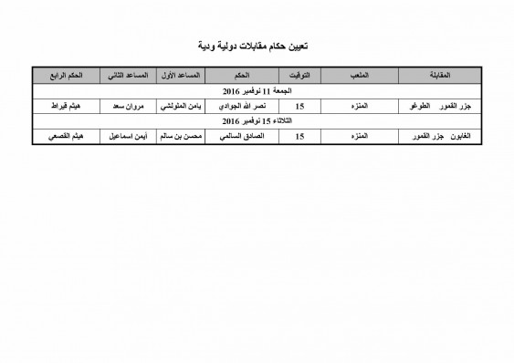 DESIGNATION DES ARBITRES MATCHS AMICAUX