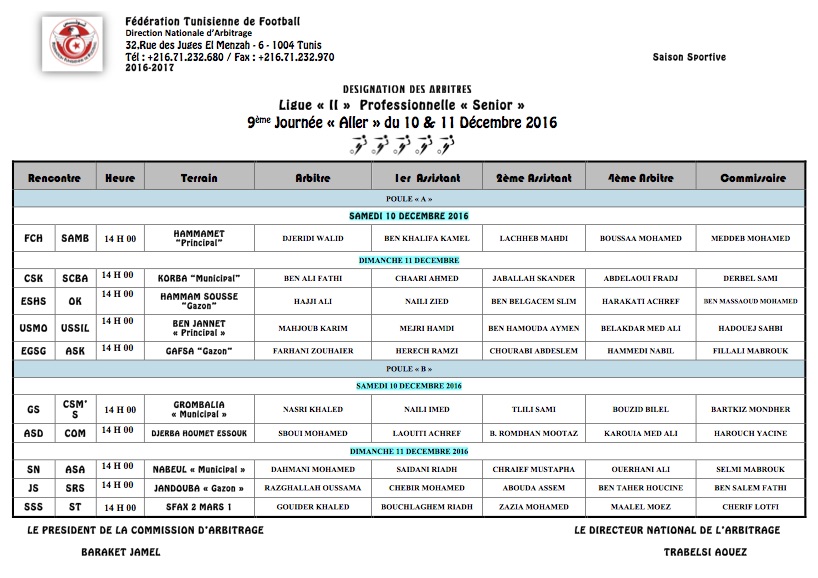 LIGUE II - 9eme Journee Aller