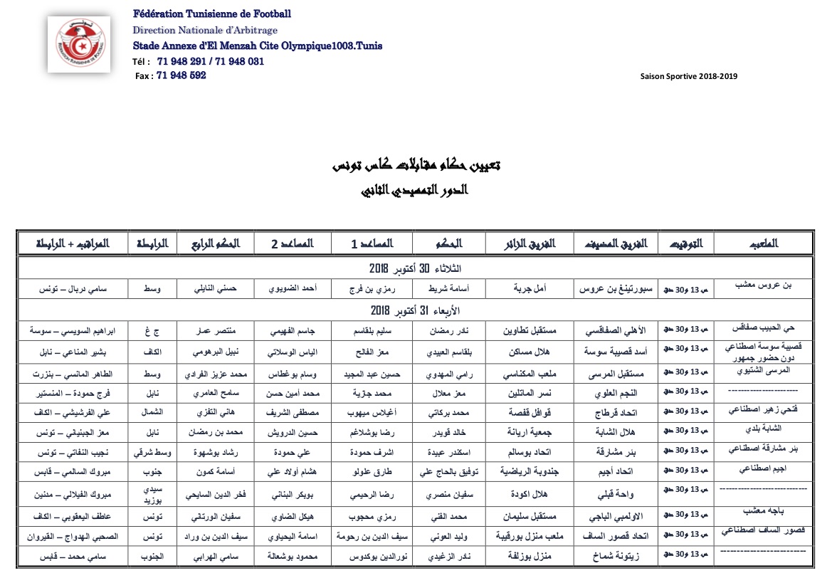 Coupe de Tunisie - Arbitre T2