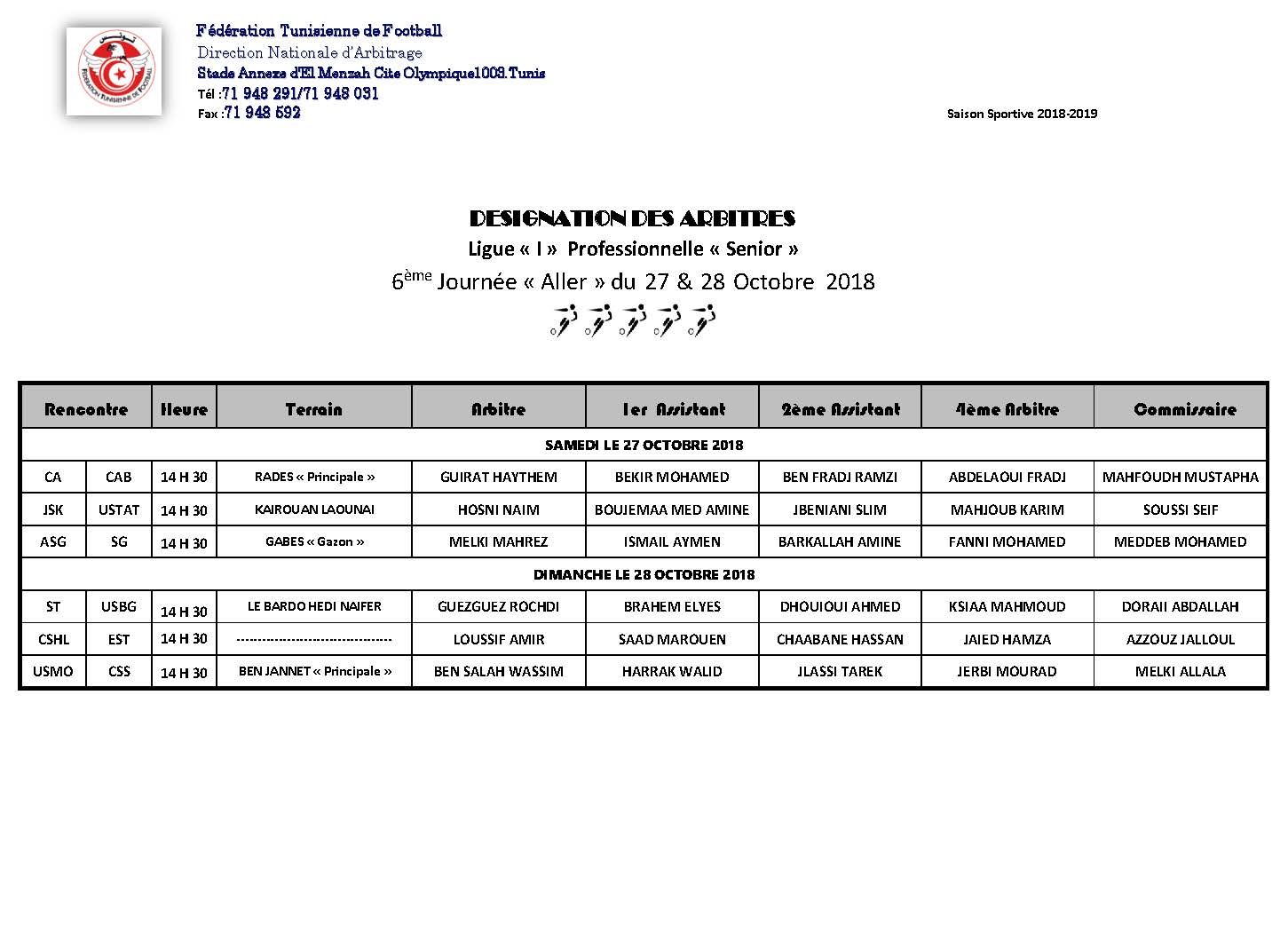 LIGUE I - 6ème journée aller