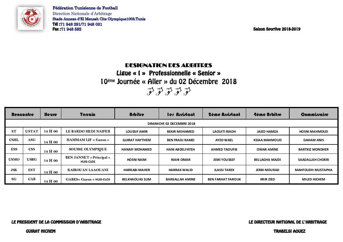 10ème journée aller [02-12-2018]